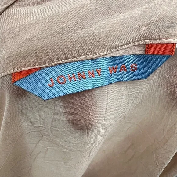 Johnny Was Women's Brown Lace 3/4 Sleeve V-Neck Belted Top Blouse Size XS - Picture 10 of 12